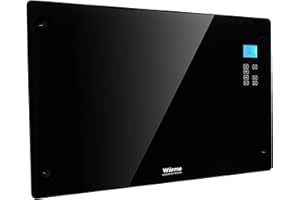 Wärme WH-20P Designer Electric Heater Low Energy Panel Radiator - 100% Efficient - Ultra Slim (8cm) - 2Kw - Programmable Digital Thermostat - Wall Mountable (Free Bracket Included),Black