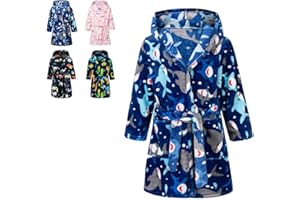 Lodunsyr Bademantel Kinder mit Kapuze für Jungen Mädchen Bademäntel Morgenmantel kuschelig warmen und weichen Pyjamas Kleinkind Coral Fleece Hoodie Roben 2-9 Jahre