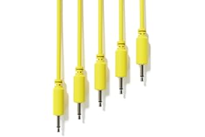 ExcelValley - 5 Pack - Mono Modular Patch Cables - TS 3.5mm 1/8" Eurorack Synthesizer [Yellow - 30 cm - 12"]