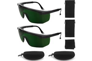 QGGTQG Occhiali di protezione laser, 2 pezzi, protezione per gli occhi al laser, IPL, 190 nm-2000 nm, protezione UV, occhiali di sicurezza con custodia per occhiali e panno per la pulizia degli