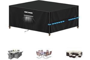 SIMPHAUS Garden Furniture Cover 190x140x90,Large Waterproof Table Cover for Outdoor Furniture,Outdoor Dining Table Covers Patio Set Cover with Straps and Air Vent Anti-UV 420D Heavy Duty Oxford Fabric
