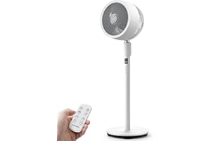 berssen Standventilator Ventilator leise 25dB 3D Oszillation DC Motor 68/100cm Höhenverstellbar Turbo Luftzirkulation Fernbedienung Tastbildschirm 7,1m/s Windgeschwindigkeit Energie Sparen,Weiß
