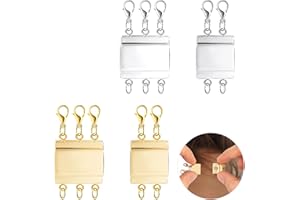 KINBOM 4pcs Fermoirs de Collier en Couches, Fermoirs Magnétiques pour Bracelet Fermoir à Homard Magnétique Fermoirs Magnétiques pour Bijoux Bijoux Bricolage (2/3 Brins d'Argent et d'Or)