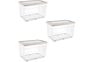 astor24 PREMIUM Aufbewahrungsboxen mit Deckel - lebensmittelecht - sicherer Verschlussclip - transparent - Robuste Qualität - XXL Set für Büro, Kinderzimmer, Küche & Werkstatt (3er Set 55 Liter)