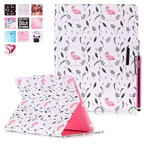 iPad 2 iPad 3 iPad 4 Hülle, Deenor Bunt Painting und Stilvoll Brieftasche Tasche PU Leder Flip Protective Stand Tasche Schutzhülle Hülle für Apple iPad 2 iPad 3 iPad 4 Generation.[Flamingos]