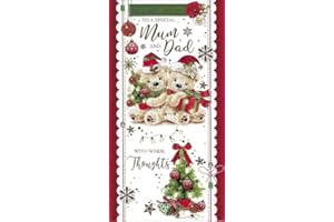 GREETINGLES Beautiful Embossed Christmas Card & Envelope (Mum & Dad)