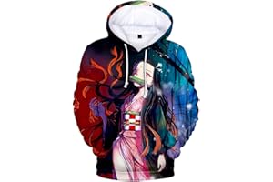 WINKEEY Sweat Demon Slayer Homme Pull 3D Impirmé Nezuko Tanjiro Animé Cosplay Sweatshirt Japonais Manga pour Homme Femme