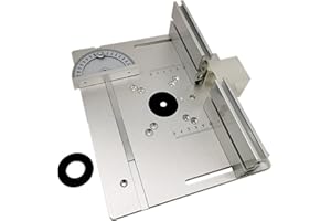 ROADTIME Défonceuse en aluminium - Plaque d'insertion de table - Pour le travail du bois, défonceuse - Plaques d'insertion avec jauge à onglet, table de fraisage pour le travail du bois - Bancs (Argent)