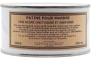 Comptoir d'Art - Patine (0003) pour Marbre brillant, Cire de brillance marbre, effet brillant pour marbre, résultat brillant pour sol en marbre (Noir, 250mL)