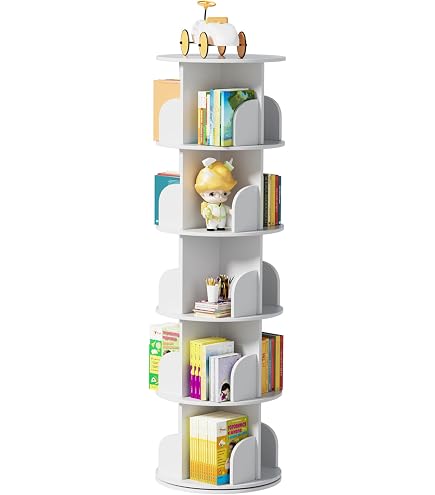 Produktbild von Rebonique Drehbares Bücherregal,4 Ebenen Standregal,360 Grad