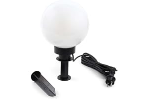 Outdoor kullampa Ø20 cm, trädgårdslampa med jordspik, IP44 utelampa, 40W E-27 sockel