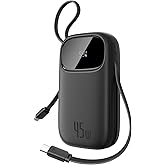 Baseus EnerFill FC31 Dijital Ekranlı Hızlı Şarj Powerbank Dahili &Ccedil;ift USB-C Kablo 10000mAh 45W - Mavi