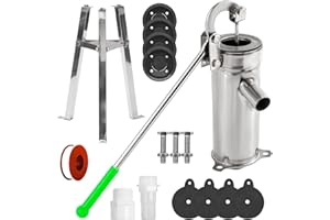 BONJUME Juego Completo De Bomba Manual, Bomba De Agua Manual Completa De Acero Inoxidable Con Soporte De 58 Cm Ideal Para Jardín Patio Granja Y Pozo Doméstico