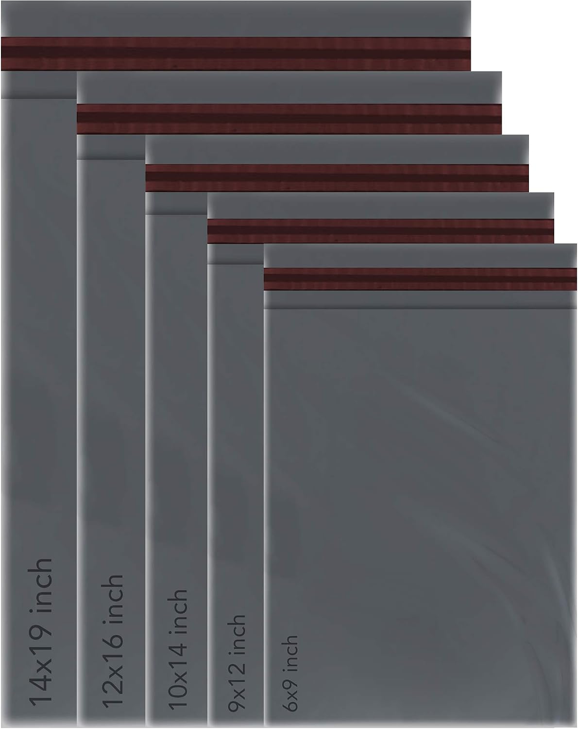 50 Mixed Grey Mailing Poly Postal Self Seal Bags 5 Sizes 10 from Each iSOUL Small to Large Postage Packaging Assorted Mailers Posting Shipping Post Parcels Package Bags (Grey, 5 Size 50)