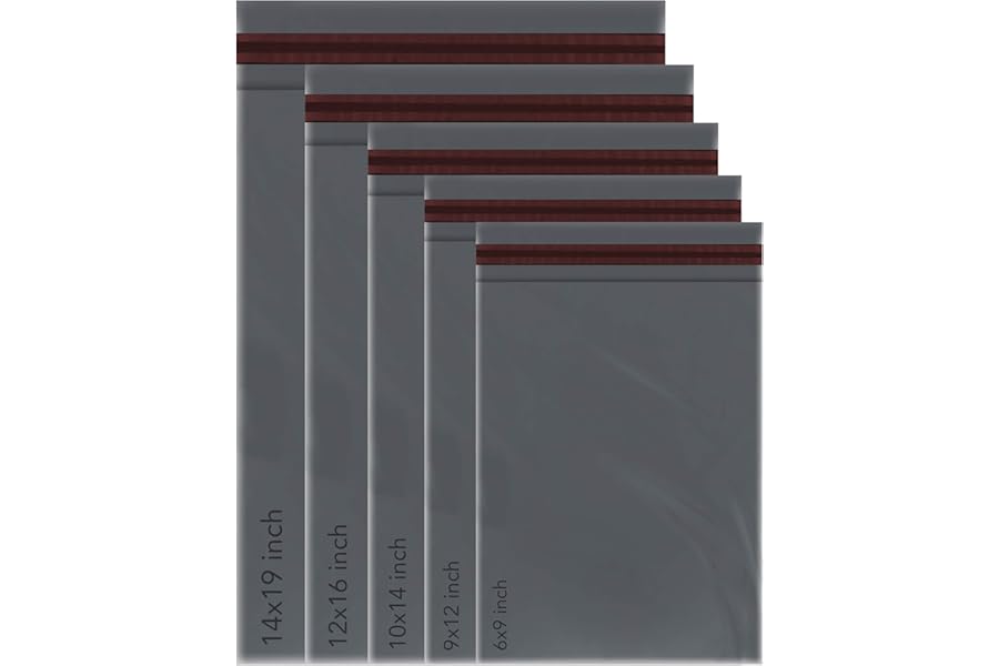50 Mixed Grey Mailing Poly Postal Self Seal Bags 5 Sizes 10 from Each iSOUL Small to Large Postage Packaging Assorted Mailers Posting Shipping Post Parcels Package Bags (Grey, 5 Size 50)