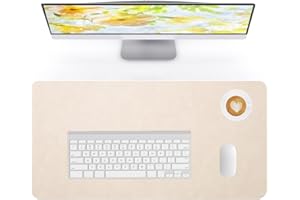 Lllunimon Cuero Almohadilla de Mesa para el ratón Desk Pad Large Mouse Pad Mat Antideslizante Tabla Computadora Portátil Bloque de escritura Oficinas y Familias (Beige claro, 60x35cm)