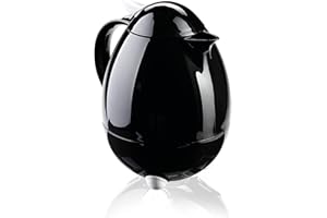 Leifheit Columbus 1, 0 L Isolierkanne, 100% dicht, Thermoskanne mit bewährter Aromataste, praktisches Öffnen und Schließen mit einer Hand, Kaffeekanne, Teekanne, schwarz, hochglanz