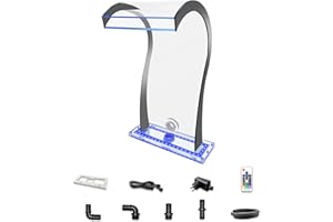 LONGRUN Spillo a cascata S Funtana per piscina acrilica con luce a colore Luce a LED, kit di cascate di laghetto esterno per piscina per la terrazza da giardino Koi decorazione di stagni -51cm