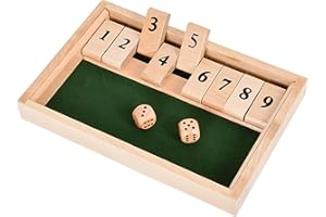 EACHHAHA Shut The Box -Juego de Mesa de Madera clásico,Juego de Dados,Juegos de Fiesta en casa,Juguetes de Viaje,Aplicable al Entrenamiento de lógica matemática Infantil.