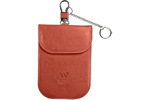Winmex Faraday Pouch for Car Keys - Large, Brown | Signal Blocking Anti Theft RFID Protection for Keyless Entry Keys | PU Leather Case with Keyring for Remote Entry Cars | Gifts for Car Owners