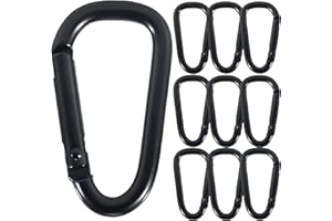 WINBEST 12 moschettoni, 60 x 30 mm, moschettone piccolo, moschettone, nero, mini moschettone per campeggio, viaggi, escursionismo