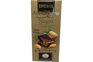 Antiu Xixona Premium - Chocolate Negro con Almendras - Gran Aroma y Sabor Equilibrado - Receta Original - Sin Gluten - Tableta 125g