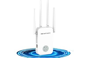 NEWFAST 1200Mbps WiFi Range booster Wireless Range Extender, Dual Band WiFi Booster 5.8GHz, 5Modes, 4 Antennas, Compatible with Any Wireless Router, 802.11AC, UK Plug