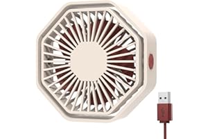 Bigqin Mini Ventilateur Puissant, Ventilateur Silencieux Portable, 3 Vitesse Petit Ventilateur Table Pour La Chambre, Bureau, Domair(Rotation 360°,Alimenté par USB),Blanc