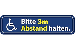 ‎RITTER MEDIENDESIGN Aufkleber Rollstuhl Bitte 3m Abstand halten Wetterfest Waschstrassenfest und UV-Beständig