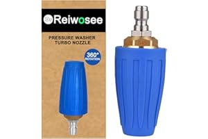 REIWOSEE Boquilla Giratoria Turbo Universal Para Hidrolimpiadora De Agua, Boquilla Para Lavadora a Alta Presión, Boquilla De 4000 Psi, Calibre 1.311 Mm, Uso De Un Conector Rápido De 1/4" Turbowasher (Azul)