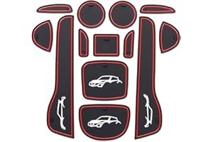 SMABEE Car Accessories for Nissan Juke 2013-2016 Premium Groove Mats Liners - Cup Holder, Center Console, Door Pocket Inserts, Car Interior Non-Slip Anti Dust Rubber Mat(13 Piece/Set) (RED)