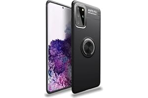 NALIA Ring Case Compatible con Samsung Galaxy S20 Plus Funda, Silicona Carcasa con 360-Grados Anillo Giratorio para Soporte de Coche Magnético Kickstand Cover Cubierta Protectora, Color:Negro