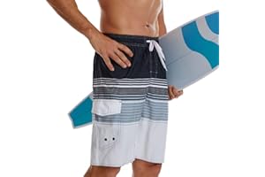 Bsrpolry Men's Swimming Trunks Men's Swimming Shorts Quick-Drying surf Shorts Beach Shorts Striped Pants Gradient Waterproof Pants Summer Board Shorts with Pockets