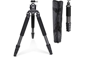 Rollei Rock Solid Alpha Mark III, 166cm Treppiede Fotocamera Professionale Cavalletto Fotografico Carbonio con Capacità di Carico di 30kg Camera Tripod con Testa a Sfera Nero per Videocamera DSLR