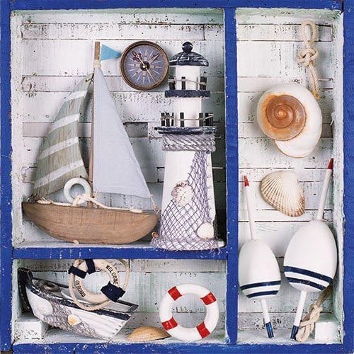 20 Napkins Boat Maritime Lighthouse Nautical Sea Shell 33 x 33 cm