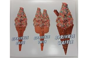SOLO SIGNS UK Sprinkle Whippy Ice Cream Cone Stickers Set of 3 - Single, Twin & Waffle Cones