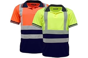 STANDSAFE Polo-Shirts für Herren, zweifarbig, gute Sichtbarkeit, kurze ärmel, Arbeits-Shirt