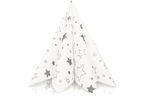 GRUBly® Servietten Weihnachten Sterne Silber (Winter Limited Edition) | Stoffähnlich/Airlaid | 40x40cm | 50 Stück