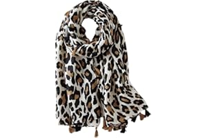 KRUIHAN Sciarpa a Scialle con Motivo Leopardato - Pashmina Scialli Stole per le Donne Stola Morbide Grande Foulard Eleganti Estate Invernale Sciarpe per Matrimoni Feste Spiaggia