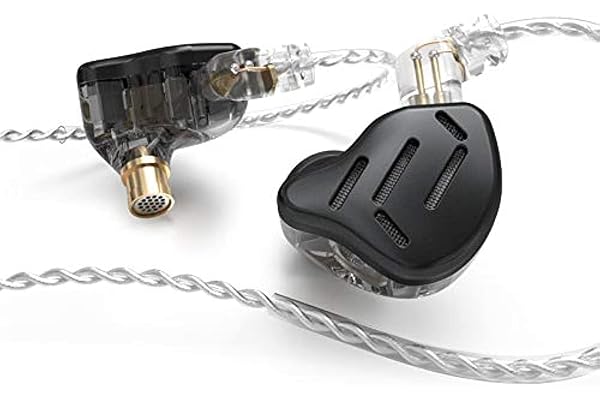 Linsoul KZ Zax 1DD+7BA Écouteurs intra-auriculaires HiFi hybrides avec coque en alliage de zinc, câble OFC amovible à 2 broches de 0,75 mm (sans micro, noir)
