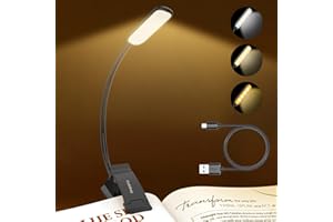 GOBIKEY Luce da Lettura, 9 LED Ricaricabile Lampada Libro con 3 Modalità, Dimmerabile Senza Livelli, Portatile Luce Libro Lampada con Pinza per E-Reader Libri Notturna Tablet Letto Viaggi Camera