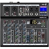 Weymic F4-Pro Professional Mixer | 4-Channel 2-Bus Mixer/w USB Audio Interface for Recording DJ Stage Karaoke Music Applicati