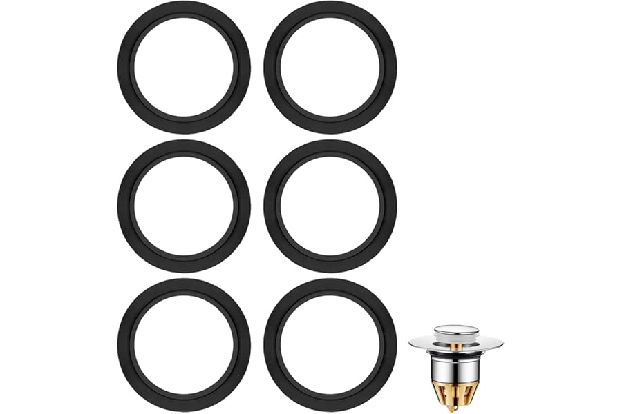 Bathroom Sink Plug Rubber Seal: 6pcs Rubber Washers for Pop Up Bath Plug Drain Stopper,O Rings Replacement Gasket,Wash Basin Click Clack Waste,Kitchen Accessories (OD 38mm x ID 30mm)