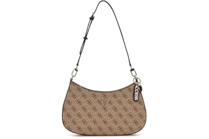GUESS Noelle II Top Zipper Shoulder Bag Latte Logo/Brown