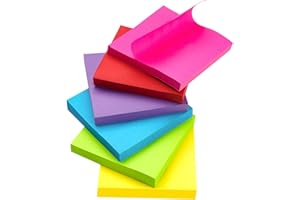 Agoer 600 Notas Adhesivas, 6 Blocs Sticky Notes Coloridas de 76 x 76 mm, 100 Hojas por Bloc, Notas Autoadhesivas para Marcar Páginas para Oficina, Estudio, Hogar (6 colores)