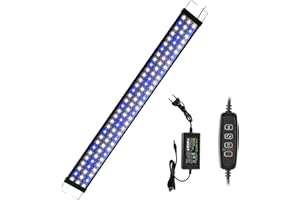 Éclairage d'aquarium LED EINFEBEN, lumière bleue blanche 25W avec support réglable pour aquarium 90cm-110cm
