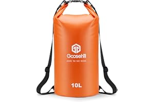 Goosehill Waterproof Dry Bag, 5L 10L 20L Roll Top Dry Sack with 2 Detachable Straps, Waterproof Bag for Boating Hiking Camping Kayaking Canoeing Swimming Snowboarding Paddle Board