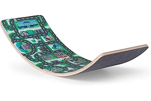 ‎BOARDERKING BoarderKING Indoorboard Kids Holz Balance board | Montessori Spielzeug ab 3 Jahre | Balancieren Kinder Holzspielzeug | Wackelbrett Balancierbrett | Balance-Board | wobble board