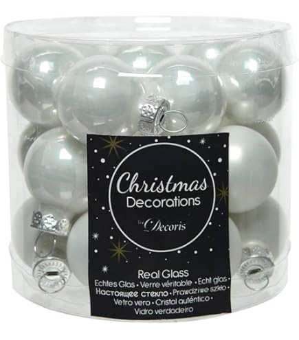 25 Mini Weihnachtskugeln 2cm Glas - Matt & Glänzend In Blanched Almond