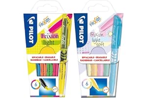 ‎PILOT Pilot Pen FriXion Light, Radierbarer Textmarker (Pastell + Neon 12tlg. Set)